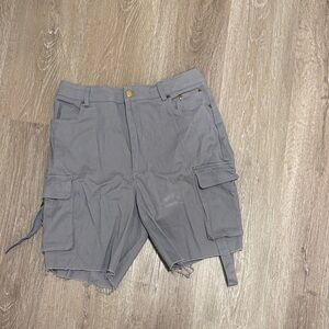 SHEIN Gray Women's Cargo Shorts with Utility Pockets